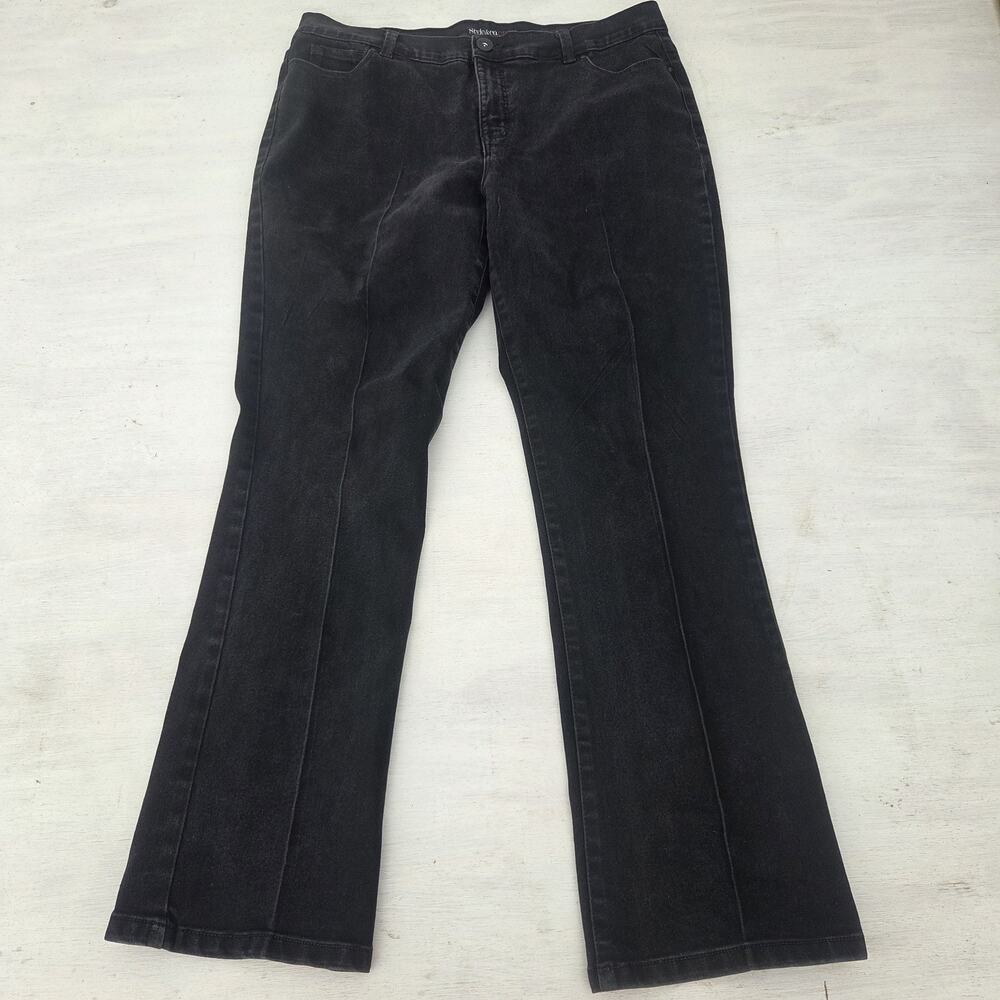 Style & Co Denim Pettit Womens 16P Black Modern Boot Stretch Tummy Control